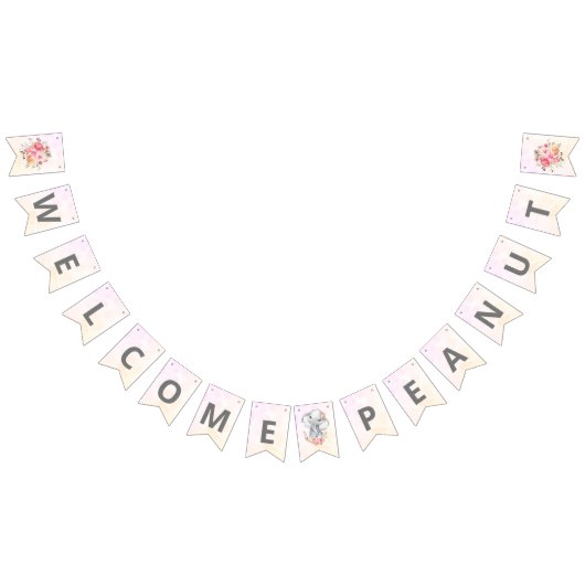 Olifant Baby shower Boho Chic koraal Welkom Vlaggetjes (Alle)