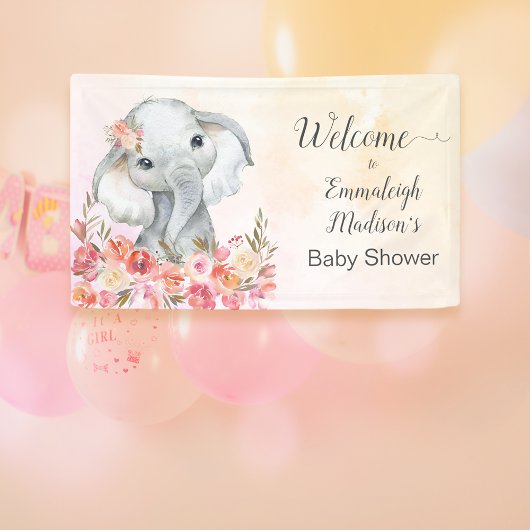 Olifant Baby shower Boho Chic Welkom Spandoek