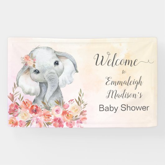 Olifant Baby shower Boho Chic Welkom Spandoek (Horizontaal)
