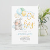 Olifant Baby shower boy Kaart (Staand voorkant)