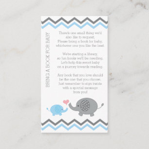 Olifant Baby shower Breng een boek invoegen Blue B Informatiekaartje