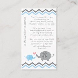 Olifant Baby shower Breng een boek invoegen Blue B Informatiekaartje