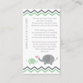 Olifant Baby shower Breng een boek invoegen | Groe Informatiekaartje
