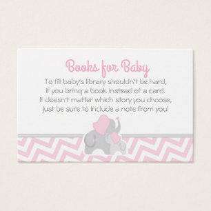 Olifant Baby shower Bring a Book Kaart Roze Grijs
