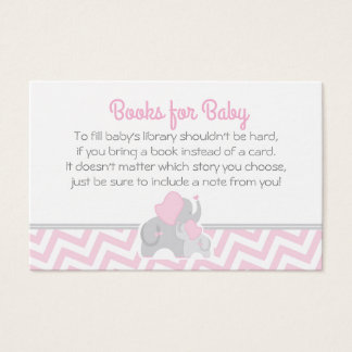 Olifant Baby shower Bring a Book Kaart Roze Grijs