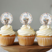 Olifant Baby shower Cowboy Pet Boho Wildflower Ronde Sticker