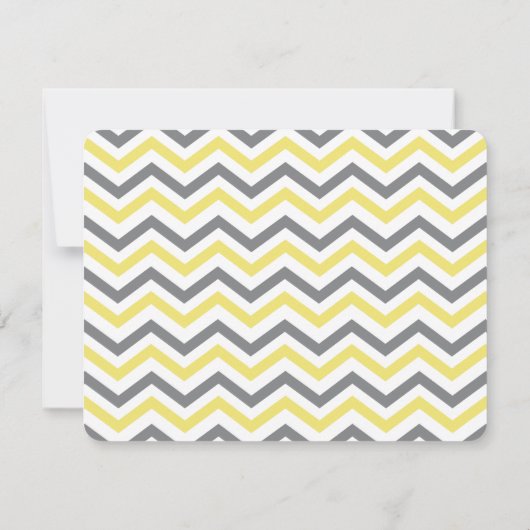 Olifant Baby shower dank u Geel Grijs Chevron Notitiekaartje (Achterkant)