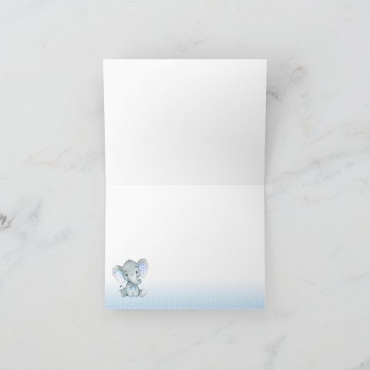 Olifant Baby shower dank u kaarten jongen blauw (Binnen)