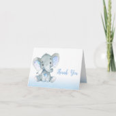 Olifant Baby shower dank u kaarten jongen blauw (Voorkant)