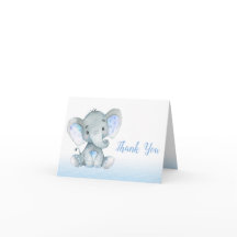 Olifant Baby shower dank u kaarten jongen blauw