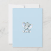 Olifant Baby shower dank u kaarten jongens blauw (Achterkant)