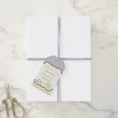 Olifant Baby shower Dank u Label, BEWERKBARE KLEUR Cadeaulabel (Met Touw)