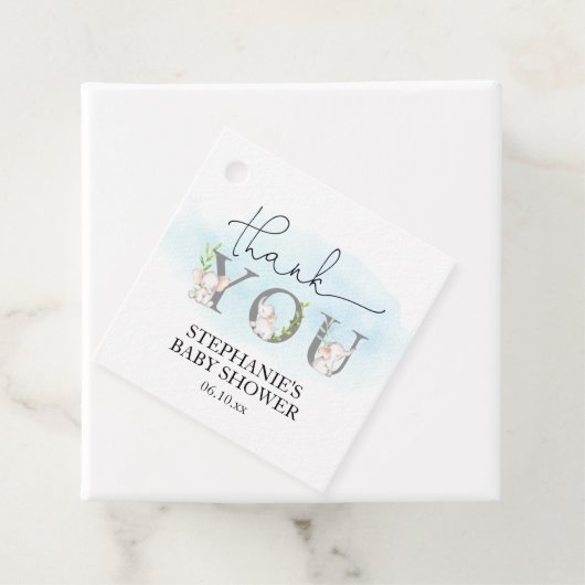 Olifant Baby shower dank u partij Labels (In situ)