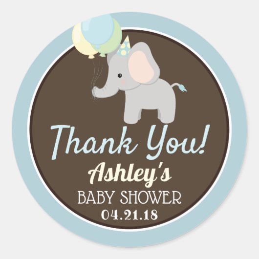 Olifant Baby shower dank u Stickers (Voorkant)