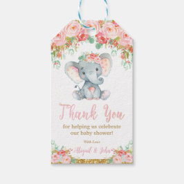 Olifant Baby shower dank u voor baby meisje Cadeaulabel
