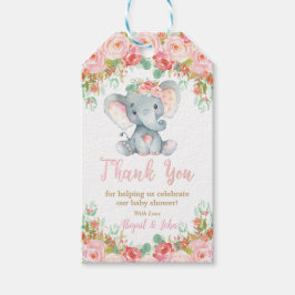Olifant Baby shower dank u voor baby meisje Cadeaulabel