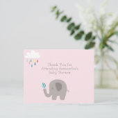 Olifant Baby Shower Dankkaart Briefkaart (Staand voorkant)
