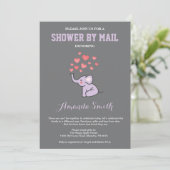 Olifant Baby shower door Mail Paarse en Grijs Kaart (Staand voorkant)
