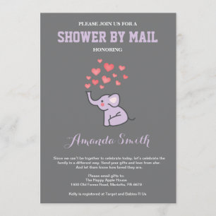 Olifant Baby shower door Mail Paarse en Grijs Kaart