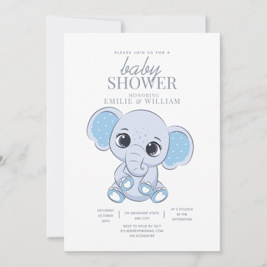 Olifant Baby shower Eenvoudig Modern Baby shower Kaart (Voorkant)