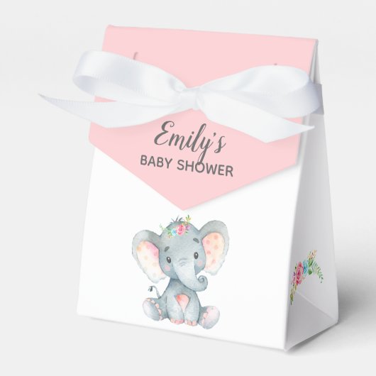 Olifant Baby shower Favor Box (Meisje) Bedankdoosjes (Voorkant Zijde)
