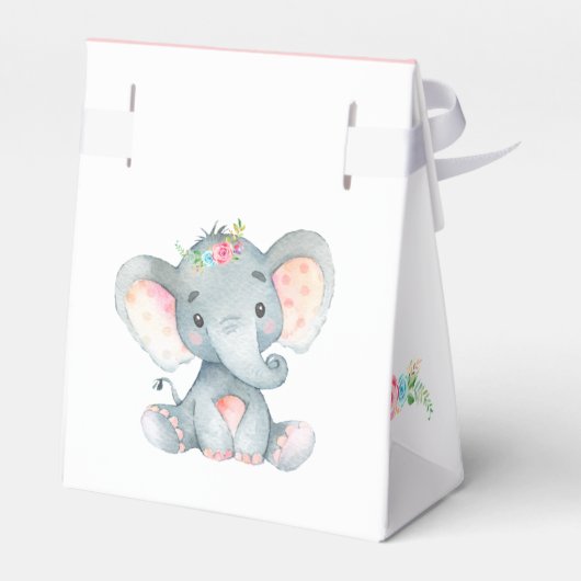 Olifant Baby shower Favor Box (Meisje) Bedankdoosjes (Achterkant)