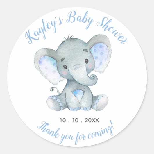 Olifant Baby shower Favor Sticker (Voorkant)