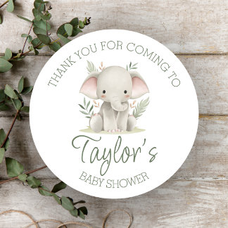 Olifant Baby Shower Favor Stickers Labels