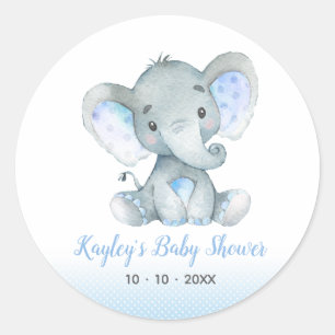 Olifant Baby shower Favor Stickers voor Boys Blue