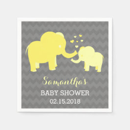 Olifant Baby shower Geel en Grijs Papier Servetten