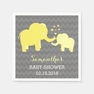 Olifant Baby shower Geel en Grijs Papier Servetten
