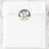 Olifant Baby shower geel en grijs Ronde Sticker (Tas)