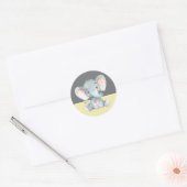 Olifant Baby shower geel en grijs Ronde Sticker (Envelop)
