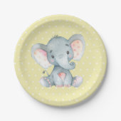 Olifant Baby shower geel papier Bord (Voorkant)