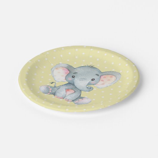 Olifant Baby shower geel papier Bord (Gekanteld)