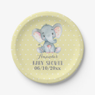 Olifant Baby shower geel papier Bord