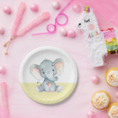 Olifant Baby shower geel papier Bord (Feest)