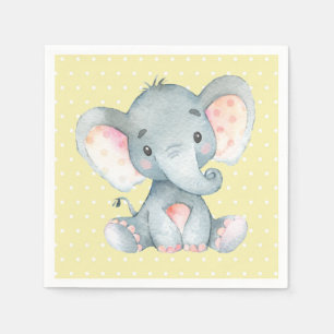 Olifant Baby shower gele servetten