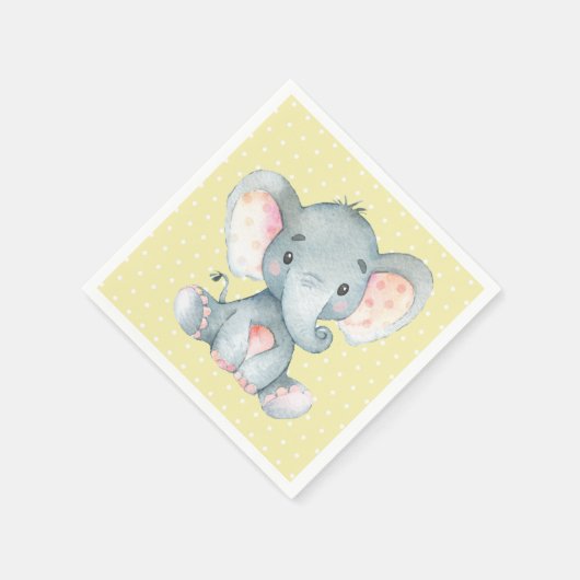 Olifant Baby shower gele servetten (Hoek)