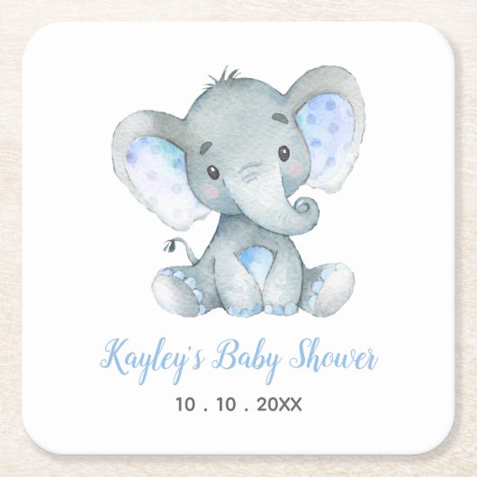 Olifant Baby shower gepersonaliseerd Onderzetter (Voorkant)