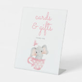 Olifant Baby shower geschenken en Kaarten Reclamebord Met Voetstuk (Voorkant)
