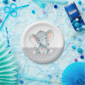 Olifant Baby shower grijs papier Bord (Feest)