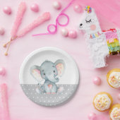 Olifant Baby shower grijs papier Bord (Feest)