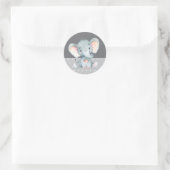 Olifant Baby shower Grijs Ronde Sticker (Tas)