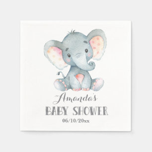 Olifant Baby shower grijze servetten