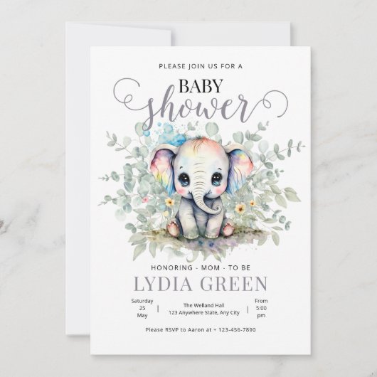Olifant Baby shower groen jongen baby shower Kaart (Voorkant)