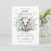 Olifant Baby shower groen jongen baby shower Kaart (Staand voorkant)