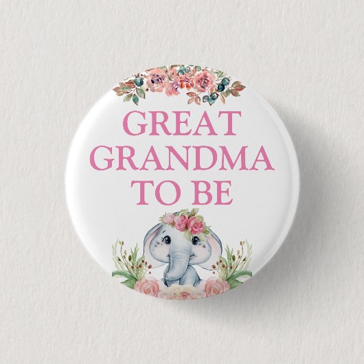 Olifant Baby shower groot oma te zijn Ronde Button 3,2 Cm (Voorkant)
