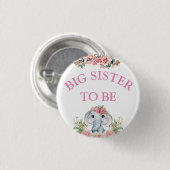 Olifant Baby shower grote zus om te zijn Ronde Button 3,2 Cm (Voorkant /achterkant)