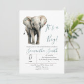 Olifant Baby shower het is een jongensthema Kaart (Staand voorkant)
